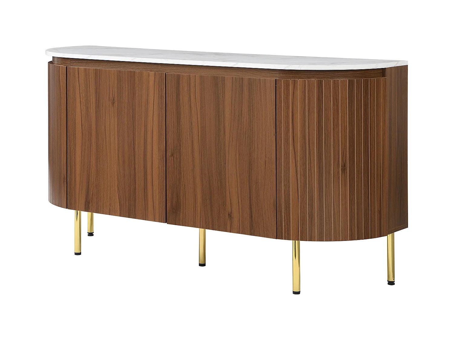 Buffet moderne 145x43x78cm - avec 4 portes - avec étagères réglables et pieds en métal - Naturel