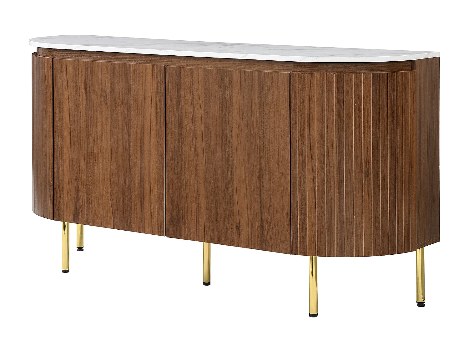 Buffet moderno 145x43x78 cm - con 4 puertas - con estantes ajustables y patas de metal - Natural