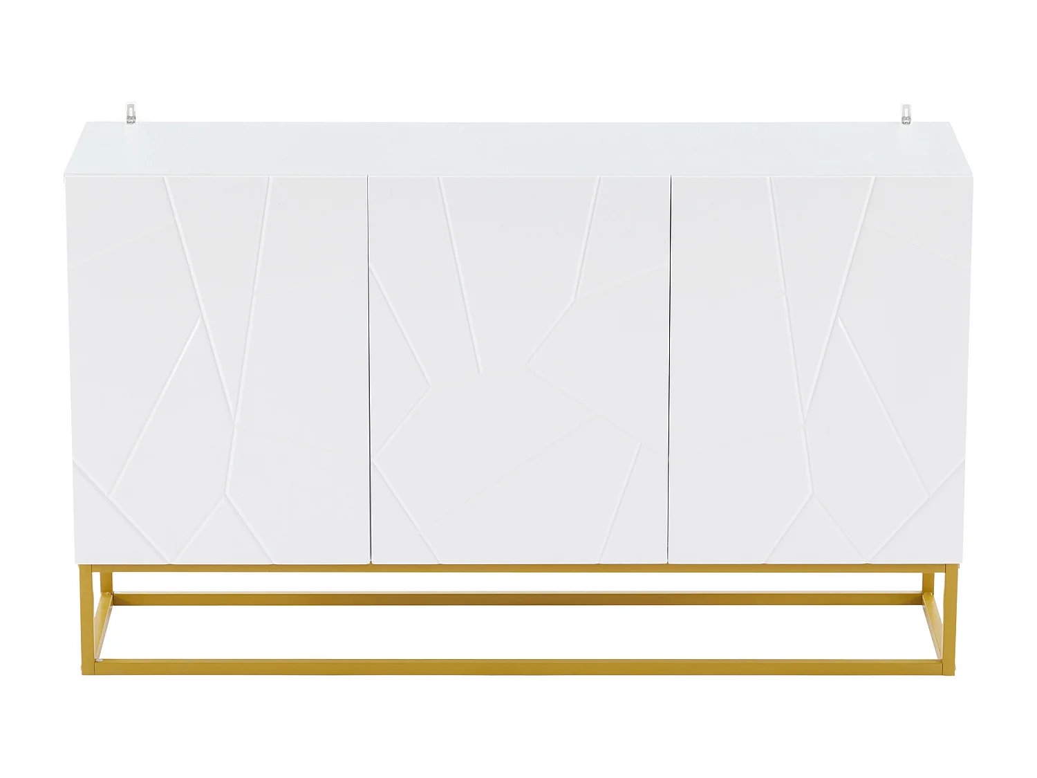 Modern dressoir hoogglans - 3 deuren met 3 verstelbare planken - 130x36x76 cm - Wit