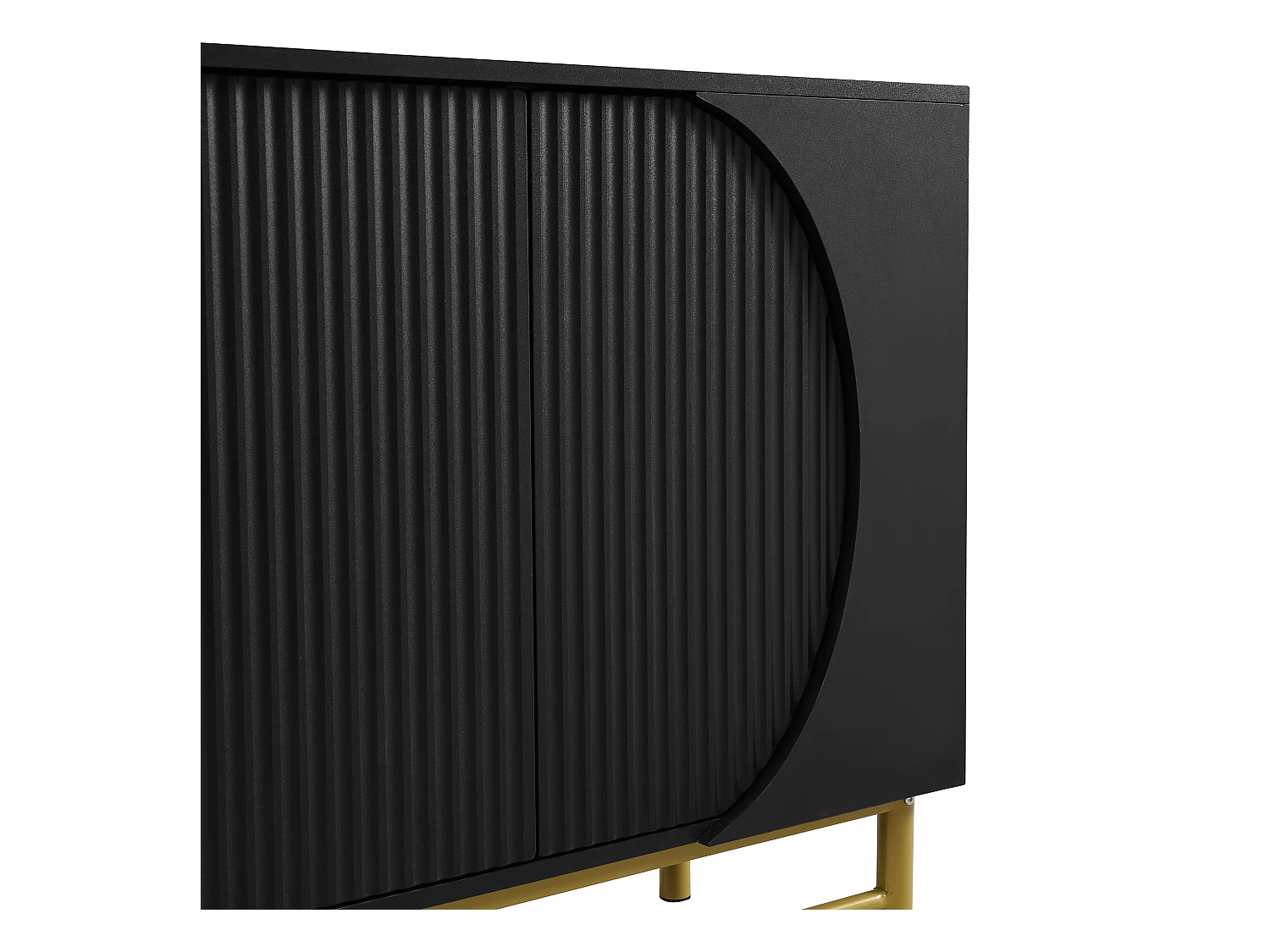 Buffet moderno 145x40x81.5 cm - com 4 portas - com prateleiras ajustáveis e listras verticais - Preto