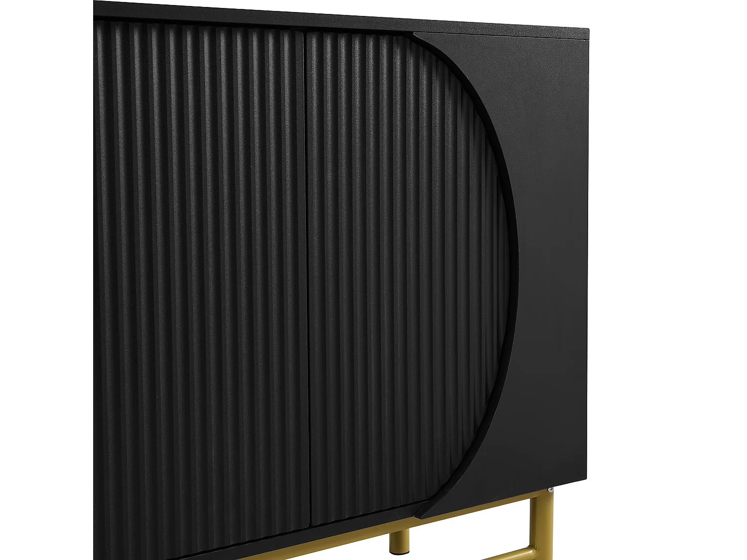 Buffet moderne 145x40x81.5cm - avec 4 portes - avec étagères réglables et des rayures verticales - Noir