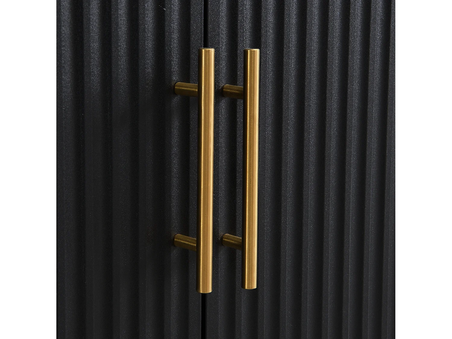 Buffet moderne 145x40x81.5cm - avec 4 portes - avec étagères réglables et des rayures verticales - Noir