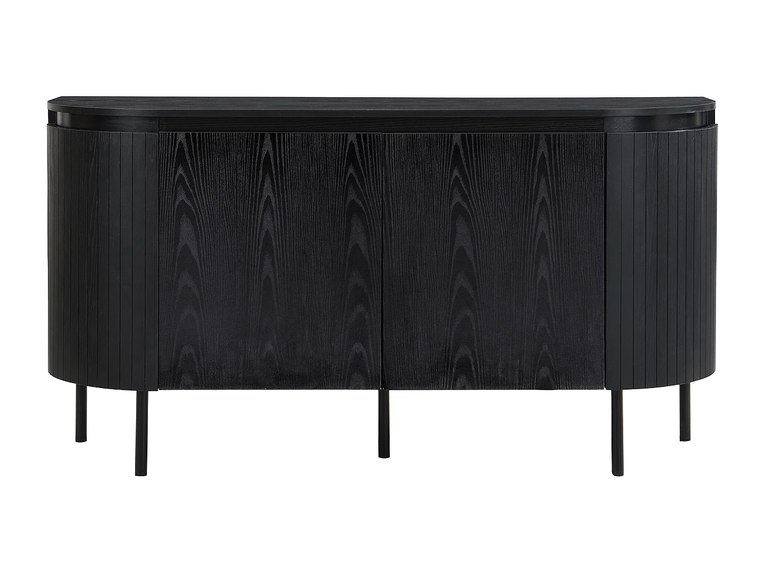 Buffet moderno 145x43x78 cm - com 4 portas - com prateleiras ajustáveis e pés em metal - Preto