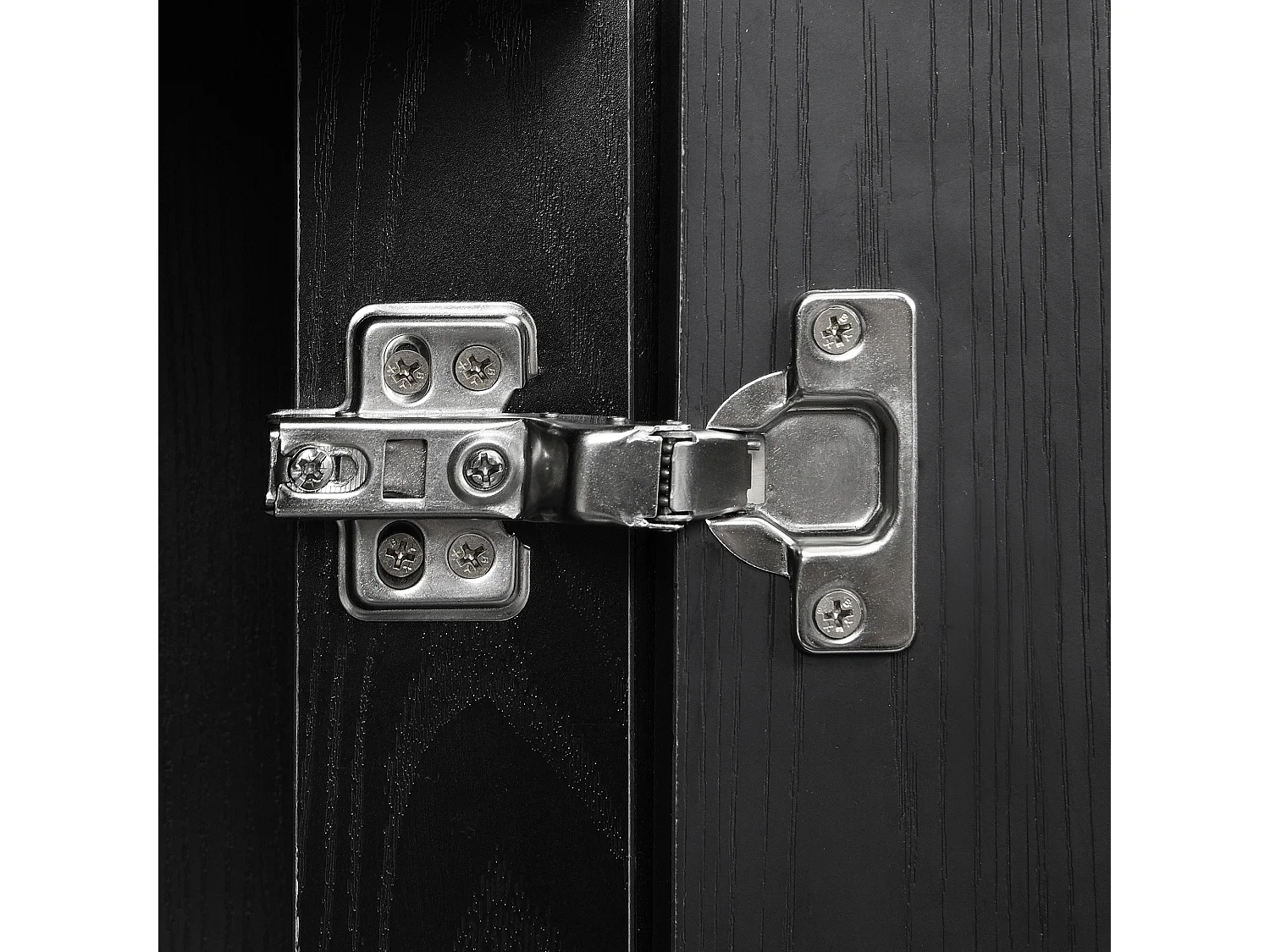 Buffet moderno 145x43x78 cm - com 4 portas - com prateleiras ajustáveis e pés em metal - Preto