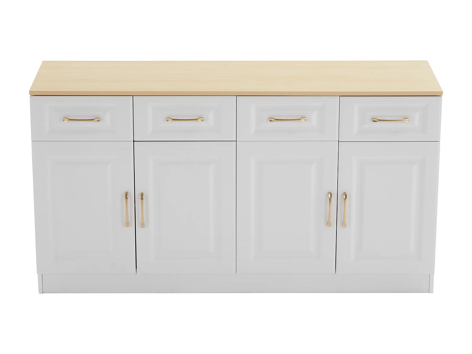 Modernes Sideboard 140x40x75 cm - 4 Schubladen und 4 Türen - Weiß