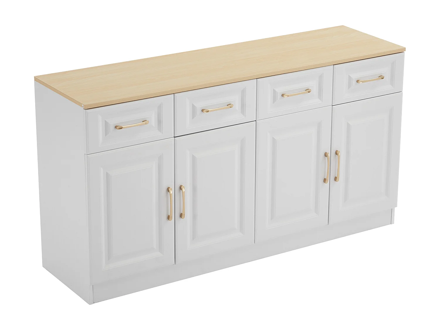 Modernes Sideboard 140x40x75 cm - 4 Schubladen und 4 Türen - Weiß