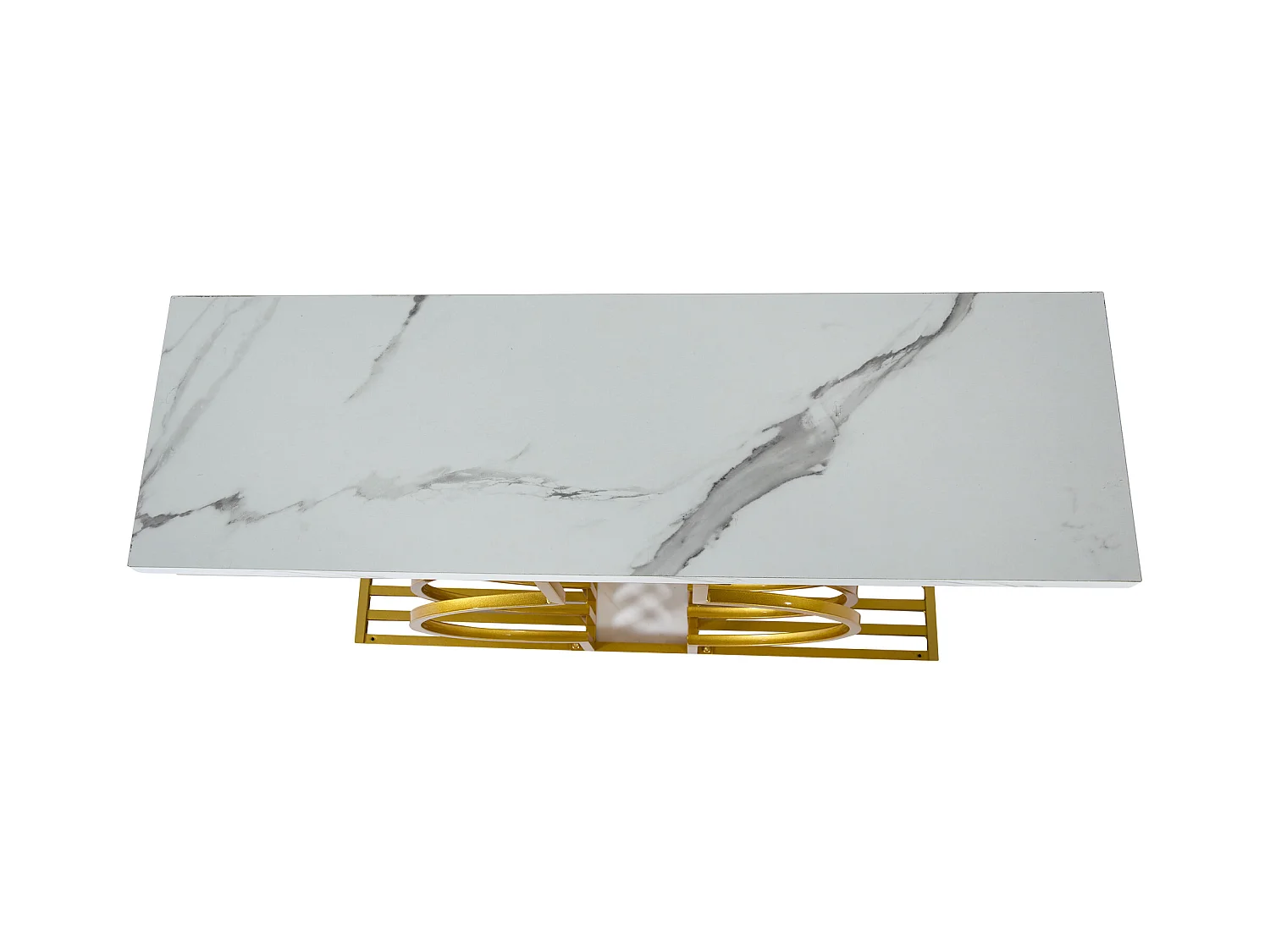 Konsola 100x30x80 cm - Złota podstawa - MDF - Biały + Złoty