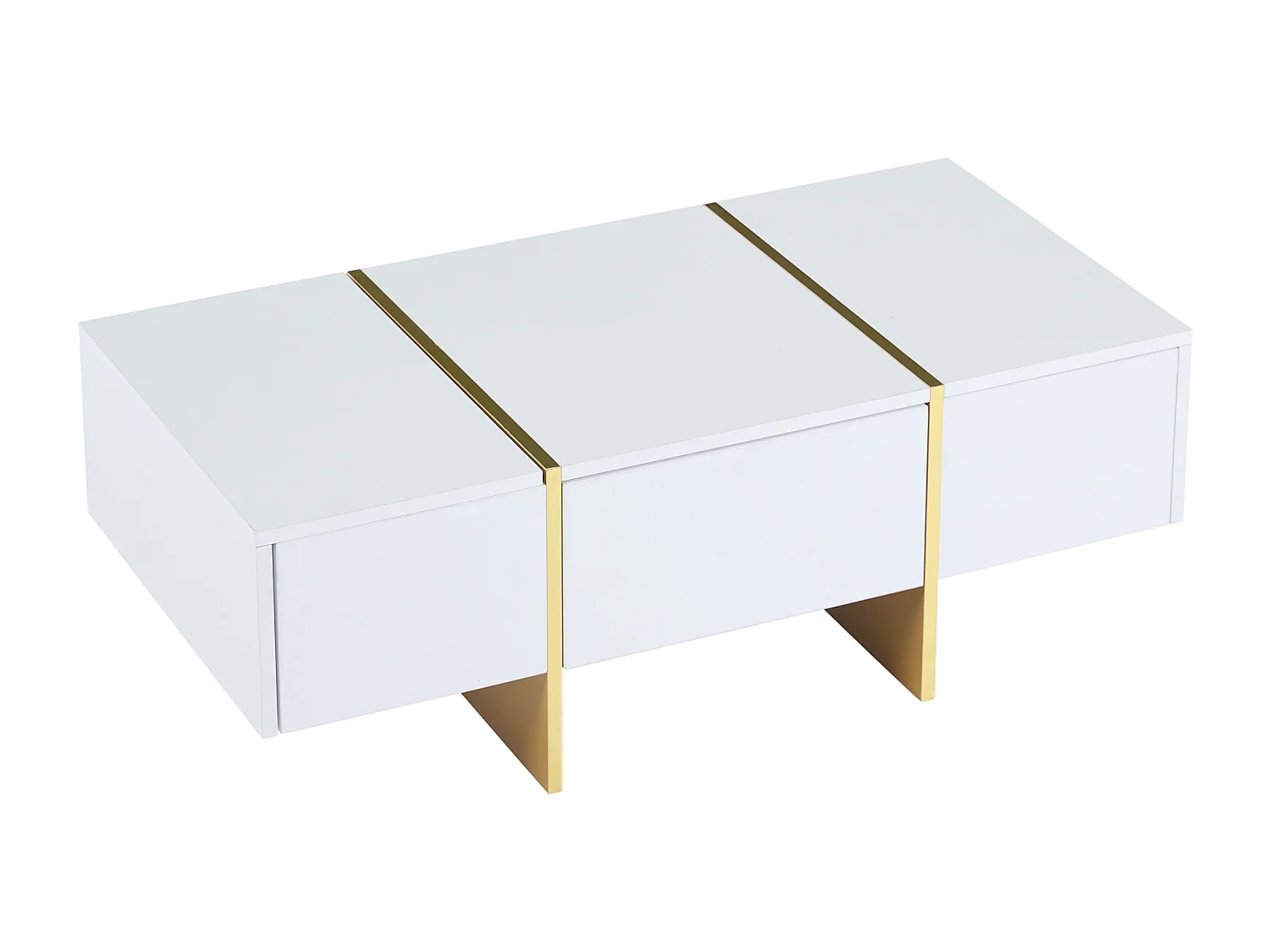 Table basse moderne 100x50x35 cm - Avec 4 tiroirs - Blanc