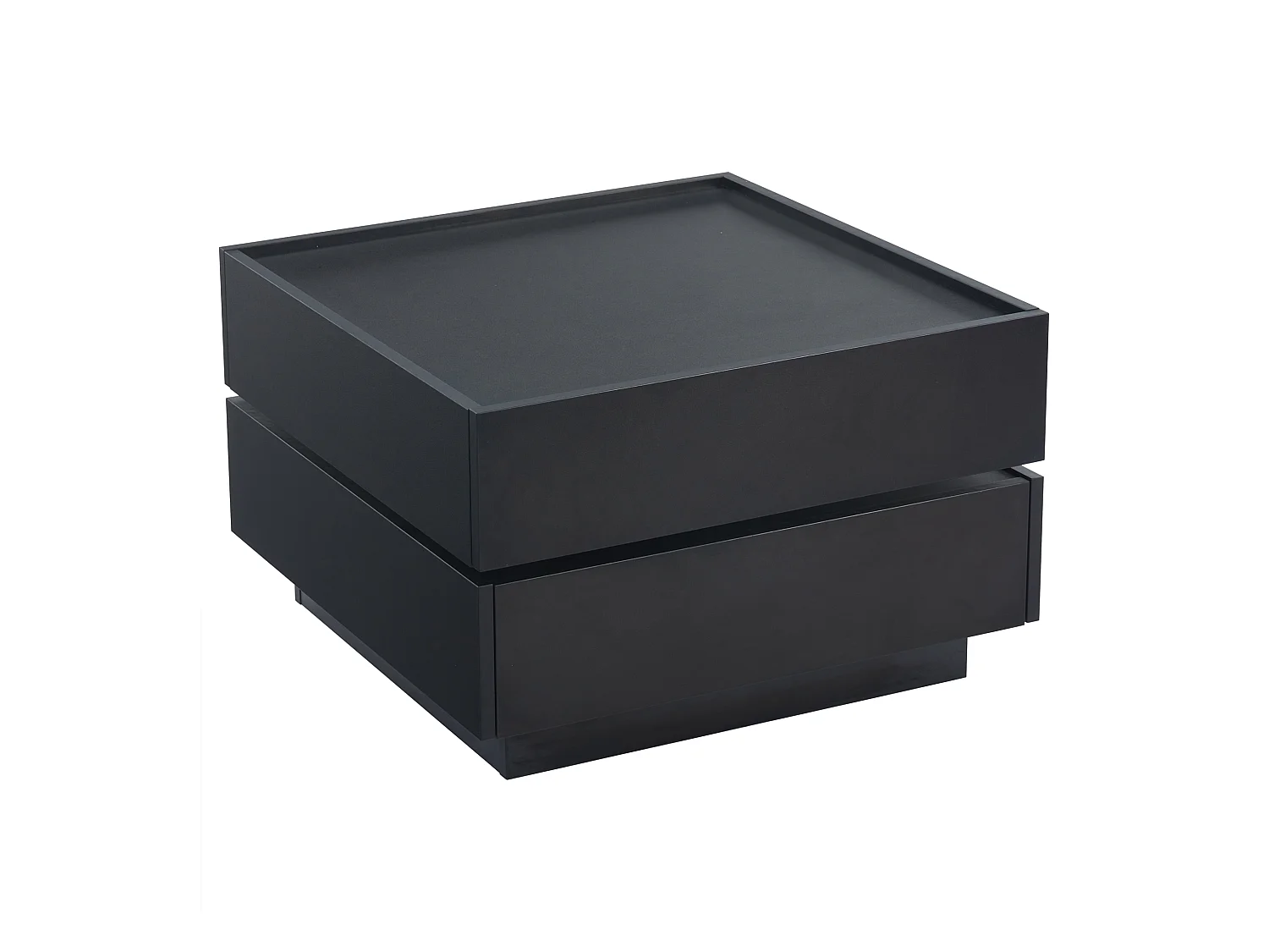 Table basse 60x60x38 cm - pivotante à 360° - avec 2 tiroirs - noir