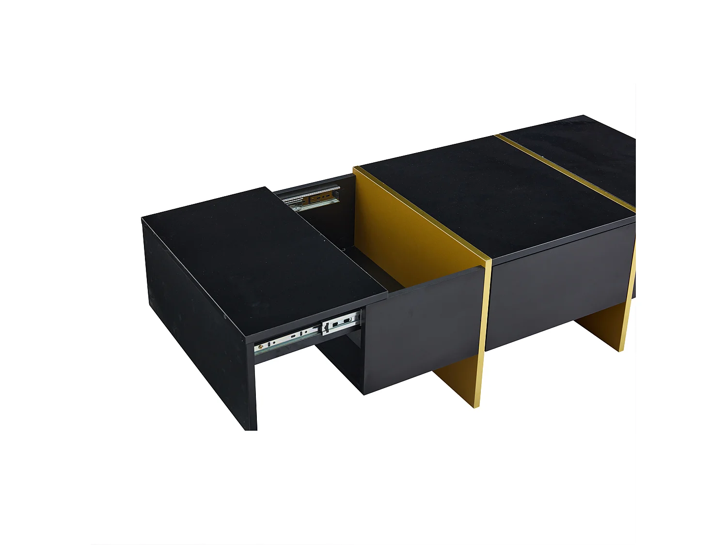 Table basse moderne 100x50x35 cm - Avec 4 tiroirs - Noir