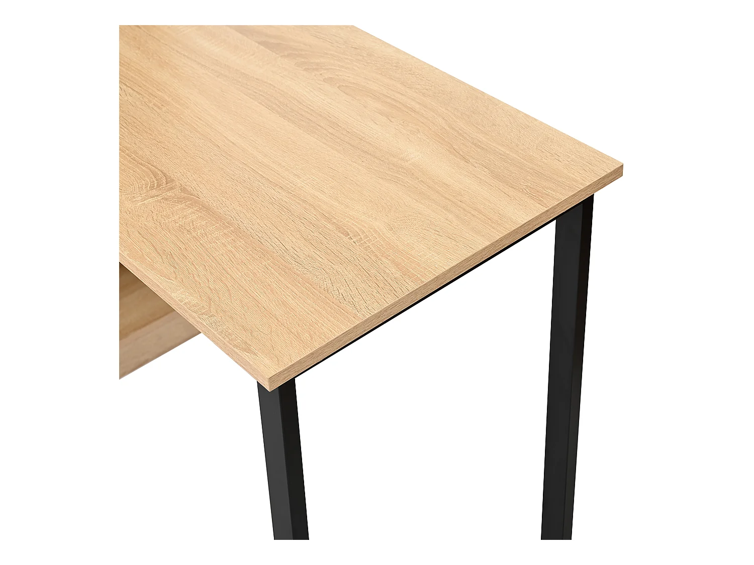 Bureau d'angle 120x50x120cm - avec 1 porte - avec armoire de rangements - Naturel