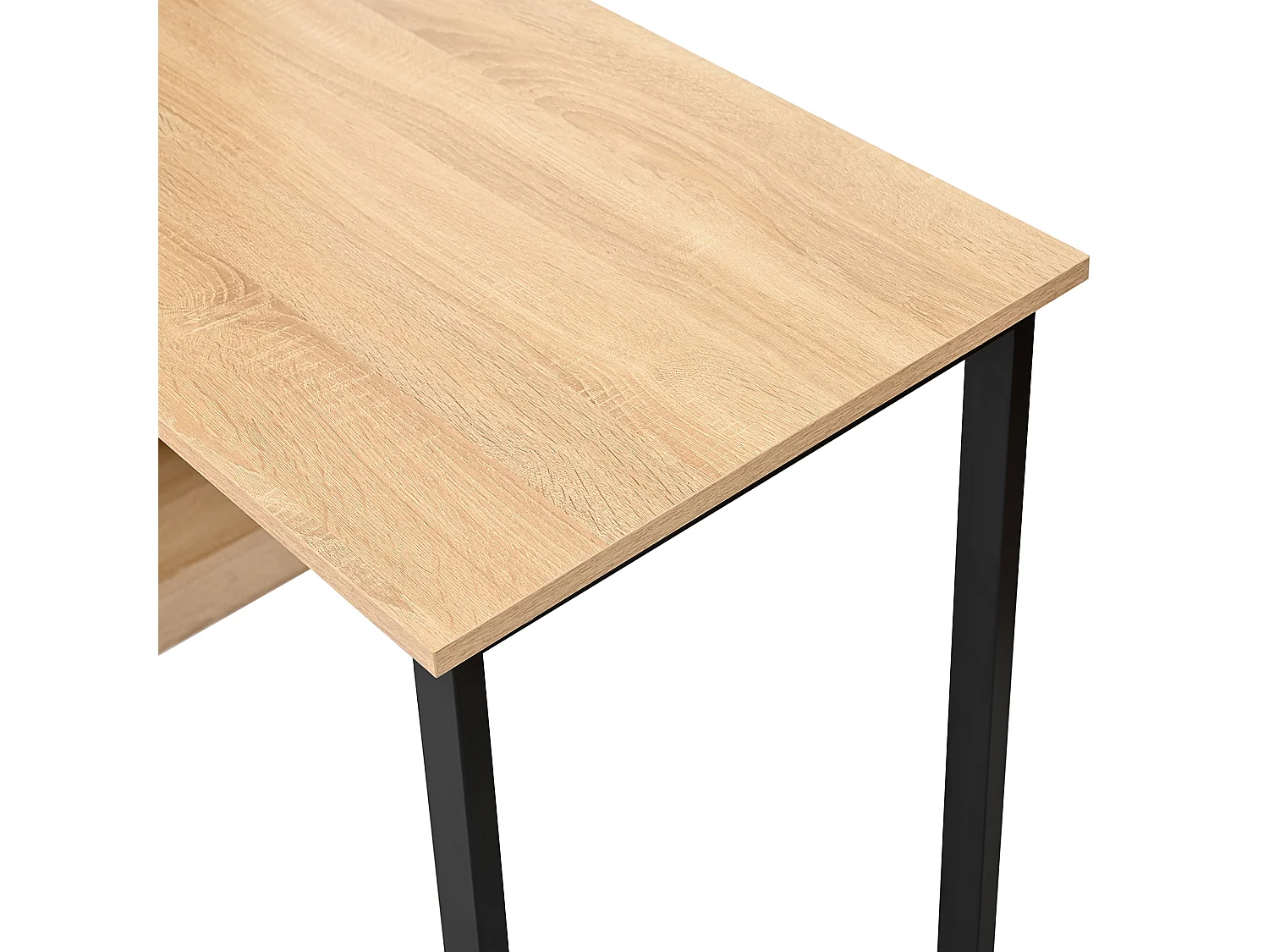 Bureau d'angle 120x50x120cm - avec 1 porte - avec armoire de rangements - Naturel