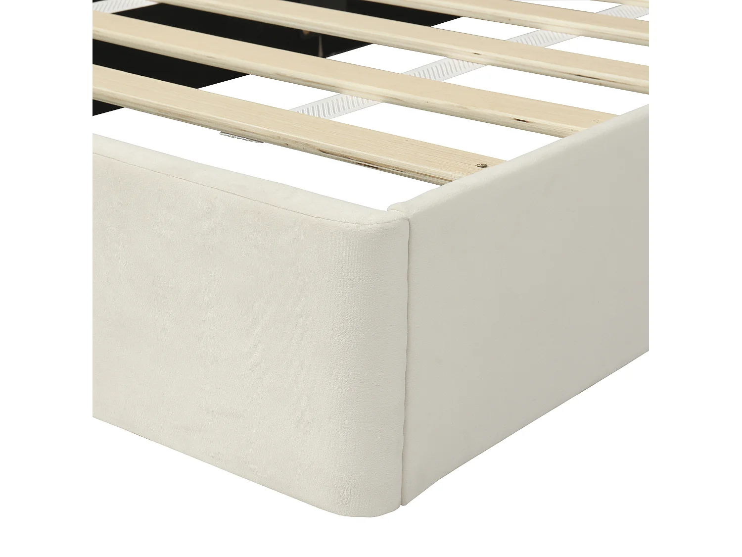 Einzelbett 90x200 cm mit Samtbezug - Blumenkopfteil - mit Lattenrost - Beige