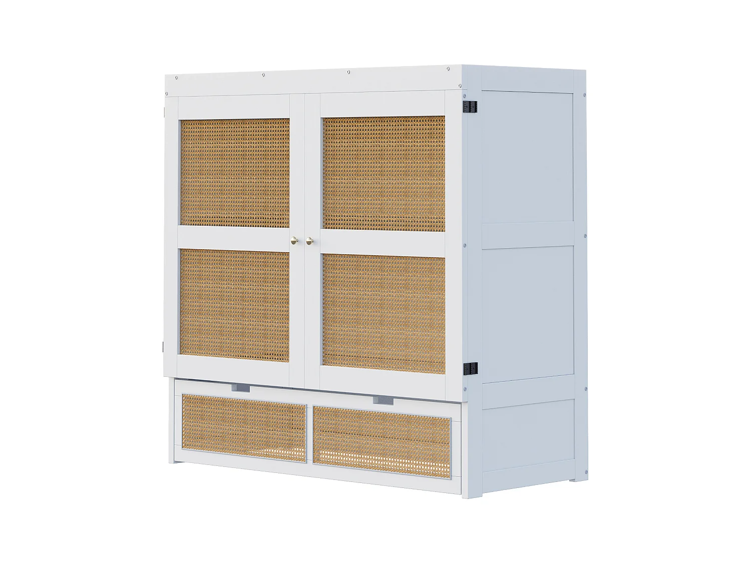 Klappbett 140x200 cm - mit Schubladen - aus Massivholz - mit Lattenrost - weiß (Matratze nicht enthalten)