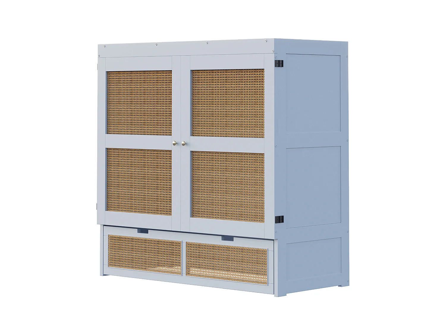 Lit escamotable 140x200cm - avec tiroirs - bois massif - sommier à lattes - gris (matelas non inclus)