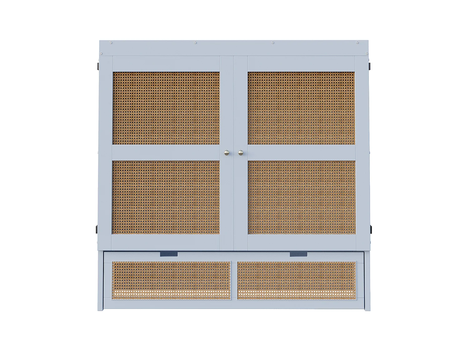 Lit escamotable 140x200cm - avec tiroirs - bois massif - sommier à lattes - gris (matelas non inclus)