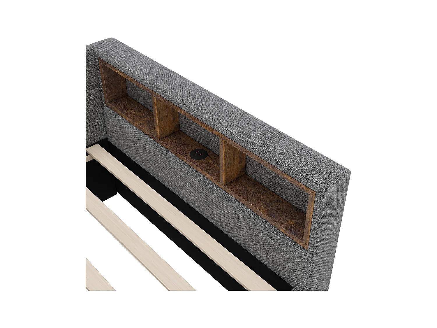 Sofá-cama 90x200 cm - com cama articulada - com portas USB + Type C - com iluminação LED - cinza (colchão não incluído)