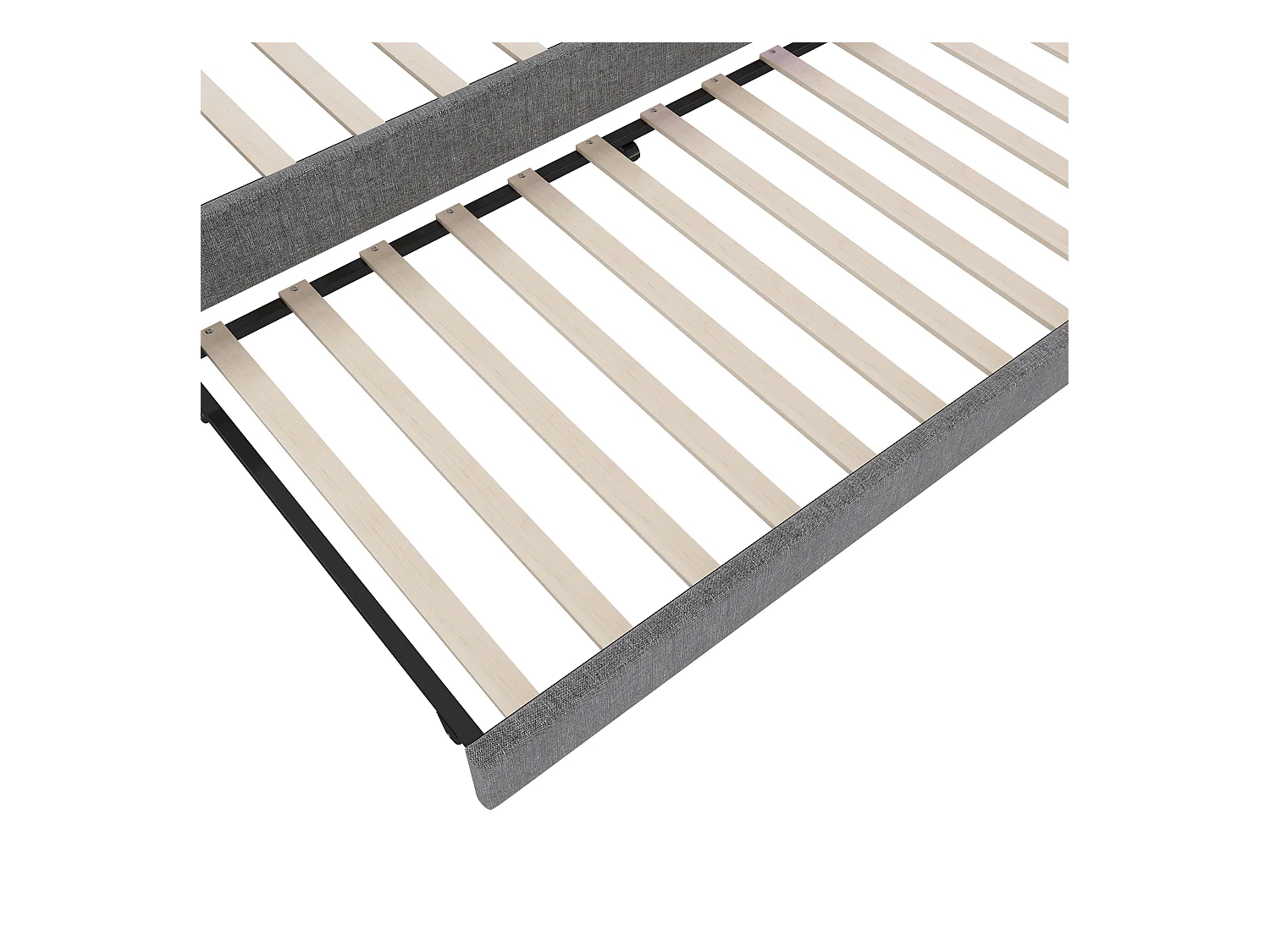 Slaapbank 140x200 cm - met opbergbed - met USB- + Type-C-aansluitingen - met LED-verlichting - grijs (matras niet inbegrepen)