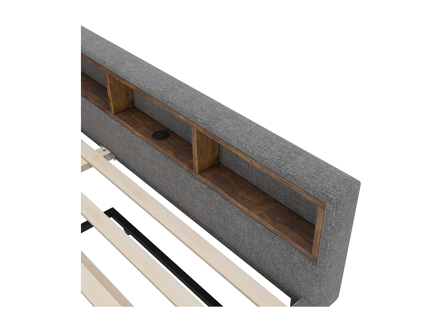 Canapé-lit 140x200cm - avec lit gigogne - avec USB + Type C - avec éclairage LED - gris (matelas non inclus)