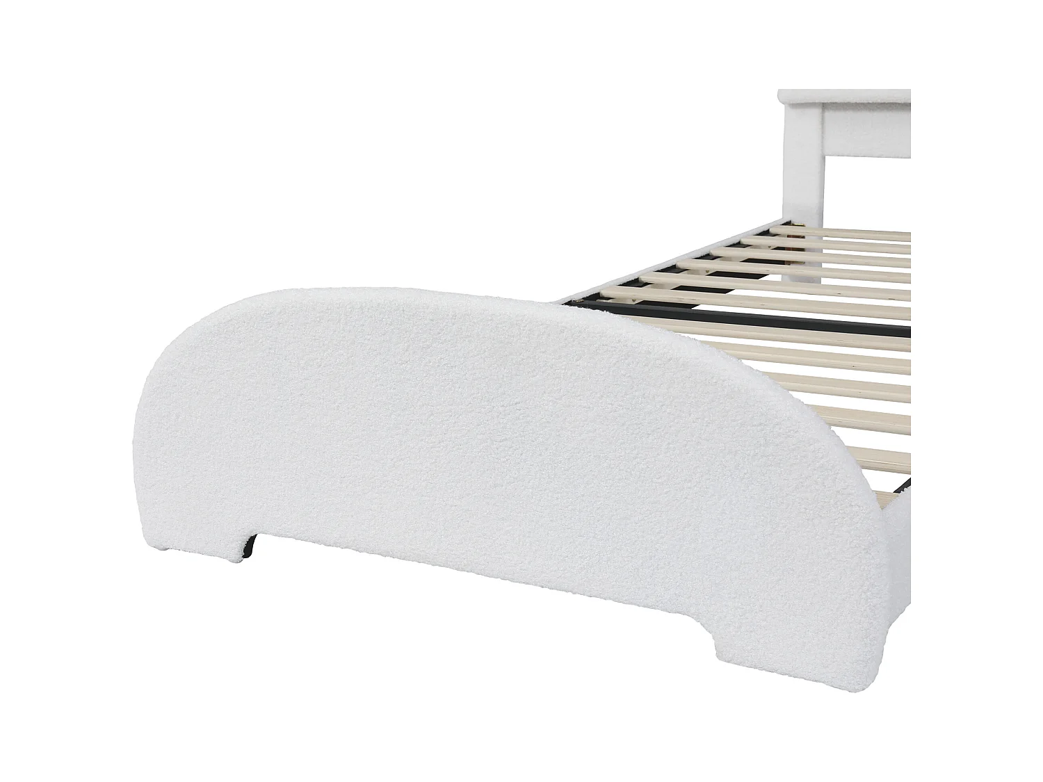 Lit enfant rembourré 90x200cm - Tête de lit oreilles de lapin - Imitation laine - Blanc