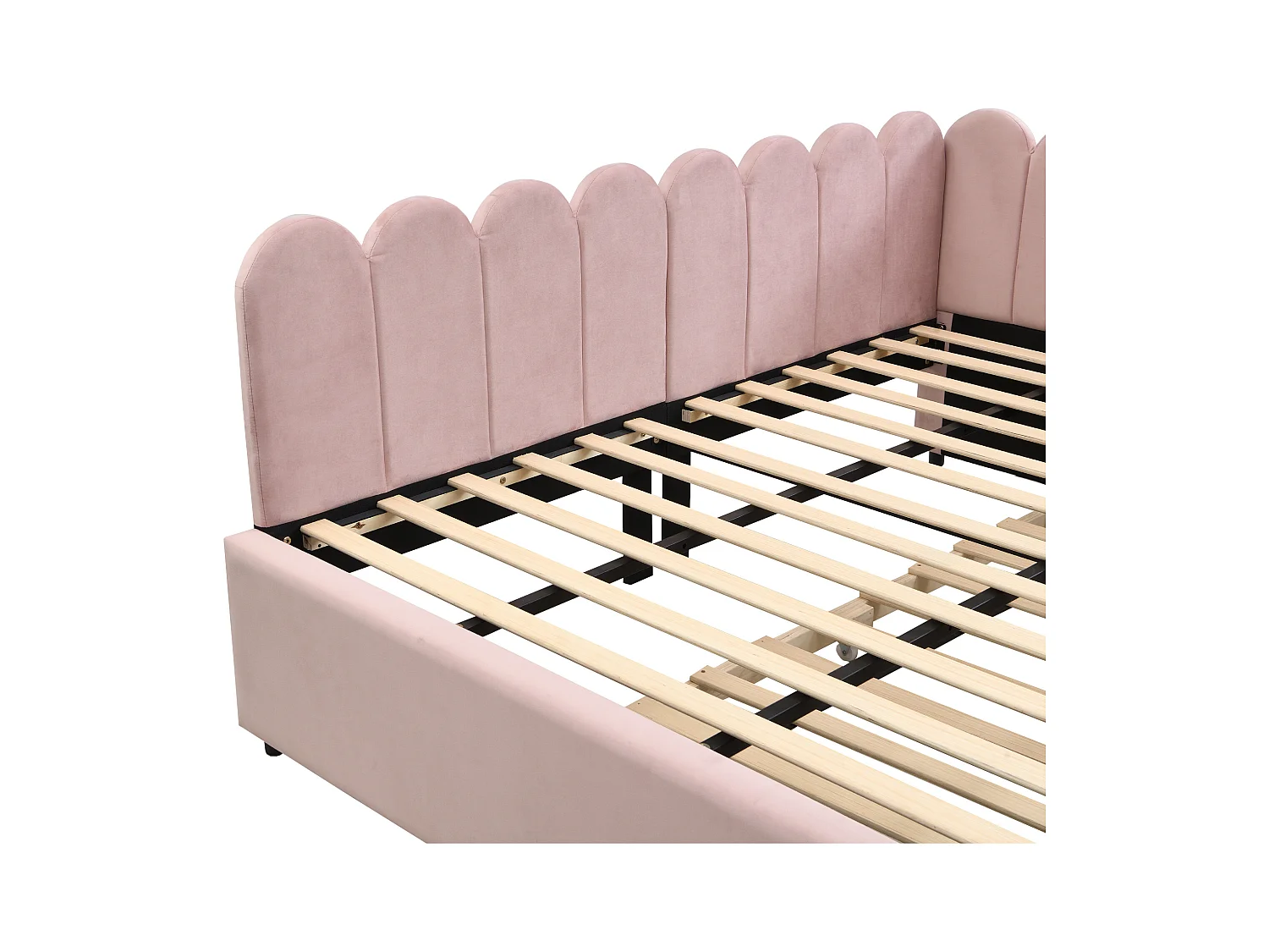 Slaapbank 140x200 cm - met opbergbed - fluweel - roze (matras niet inbegrepen)