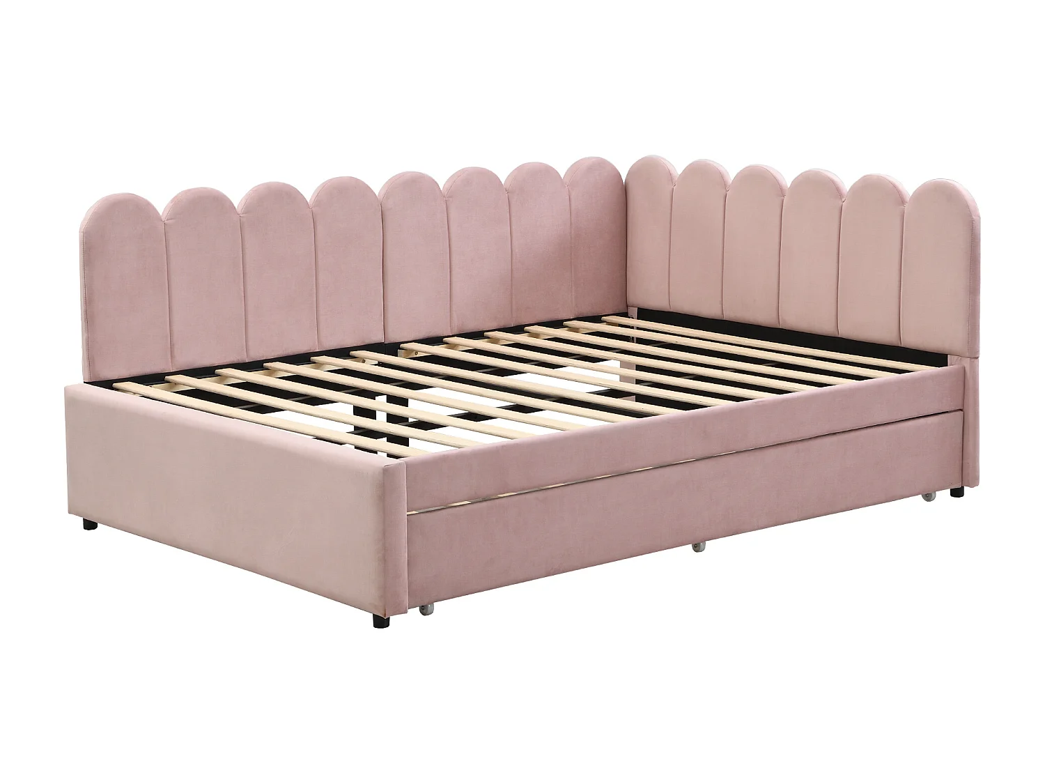 Schlafsofa 140x200 cm - mit Ausziehbett - Samt - rosa (Matratze nicht im Lieferumfang enthalten)