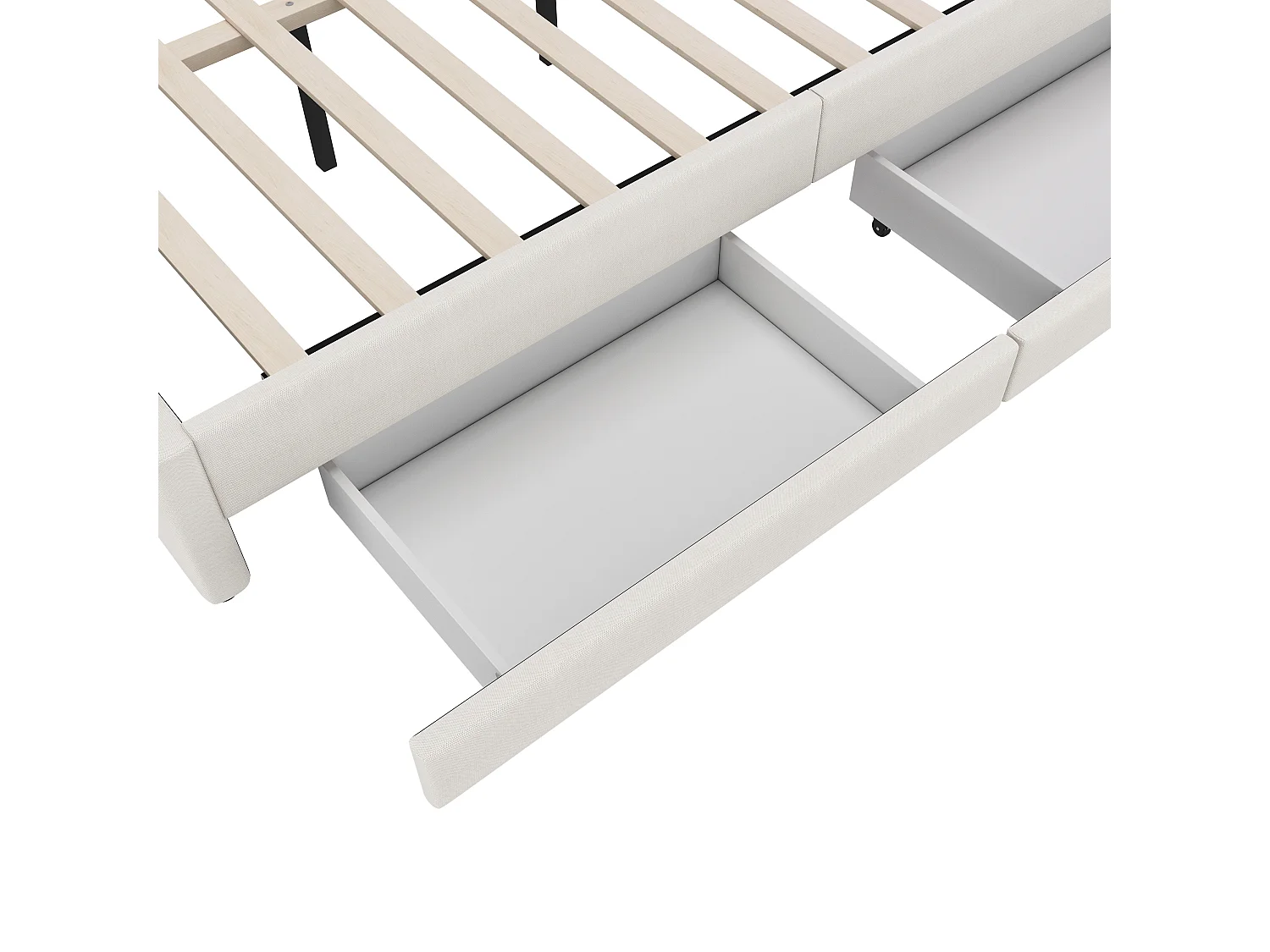 Canapé-lit 140x200cm - avec 2 tiroirs - avec USB + Type C - avec lumière LED - beige (matelas non inclus)