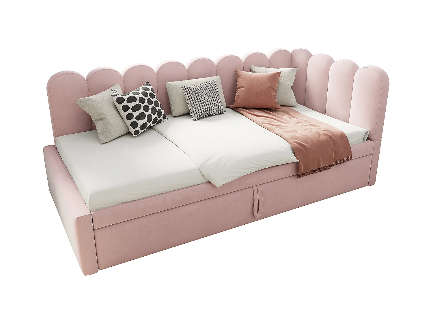 Schlafsofa 90x200 cm - mit Ausziehbett - Samt - rosa (Matratze nicht im Lieferumfang enthalten)