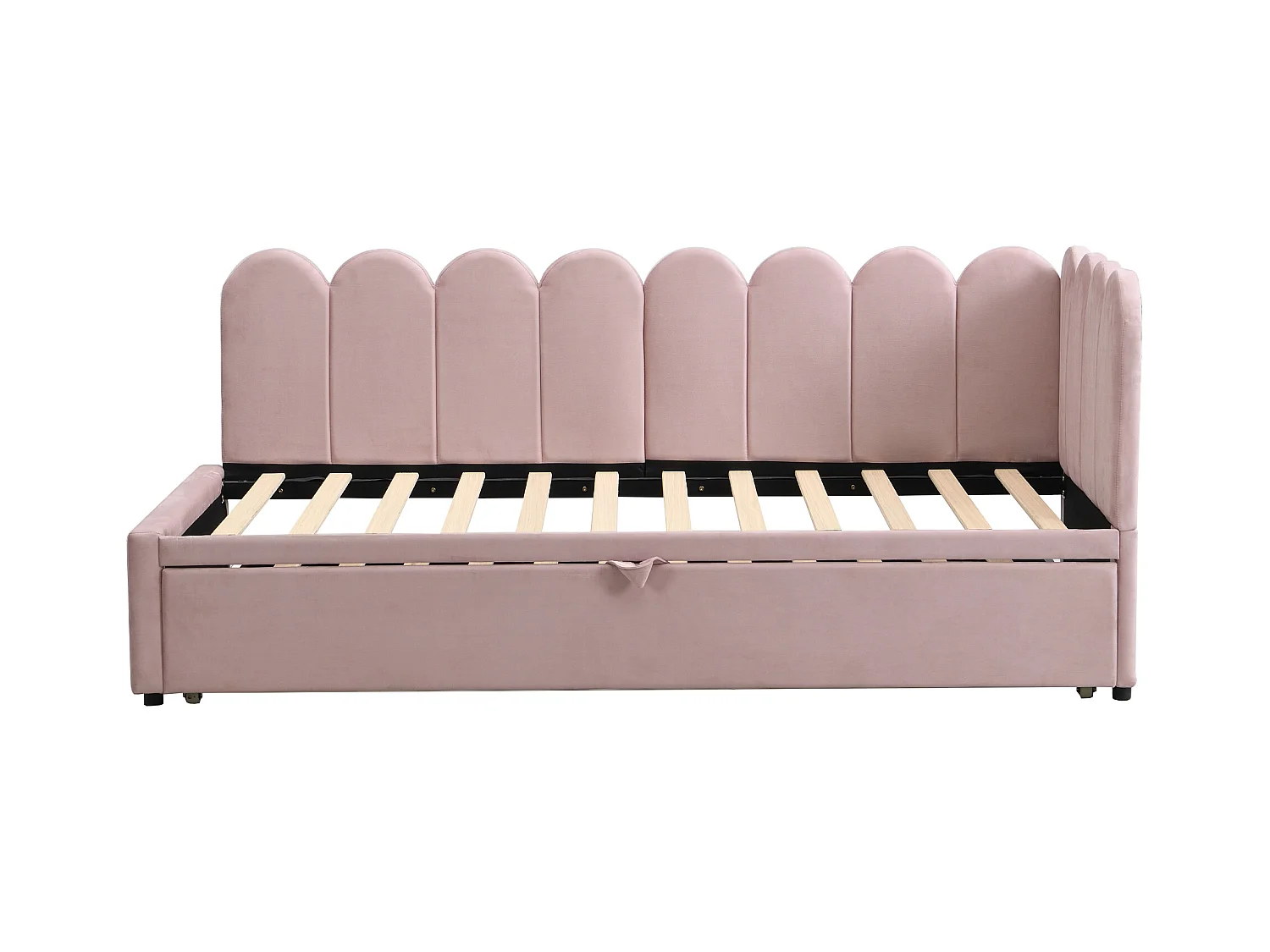 Schlafsofa 90x200 cm - mit Ausziehbett - Samt - rosa (Matratze nicht im Lieferumfang enthalten)