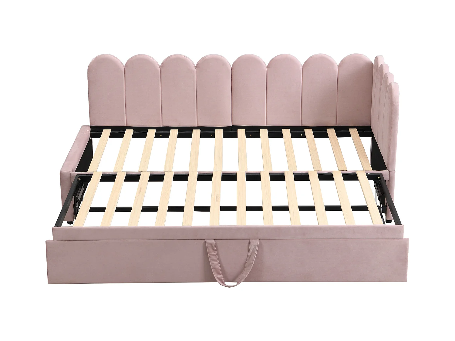 Schlafsofa 90x200 cm - mit Ausziehbett - Samt - rosa (Matratze nicht im Lieferumfang enthalten)