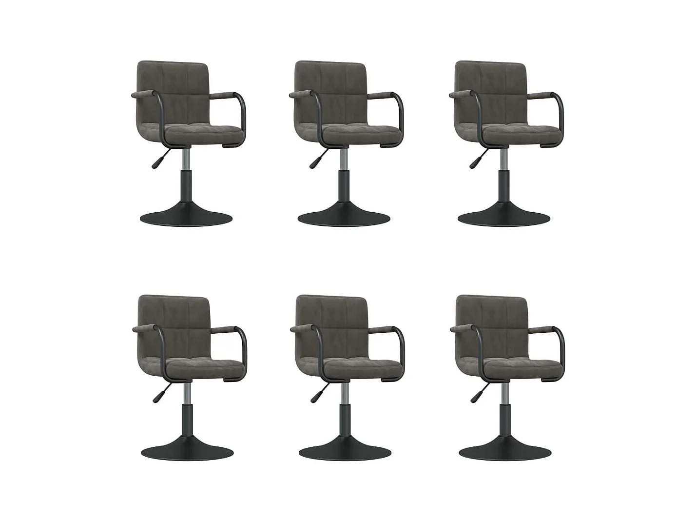 Chaises pivotantes à manger lot de 6 gris foncé velours