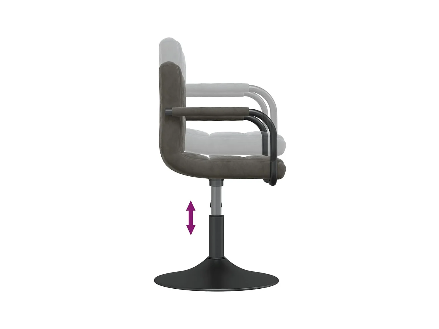 Chaises pivotantes à manger lot de 6 gris foncé velours