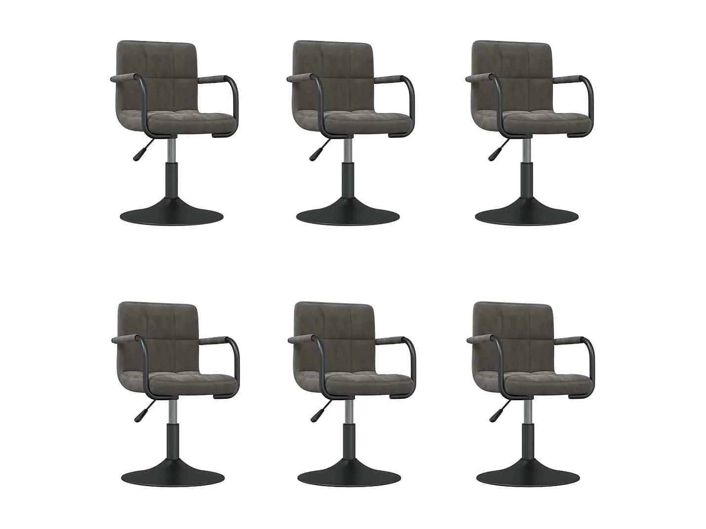 Chaises pivotantes à manger lot de 6 gris foncé velours