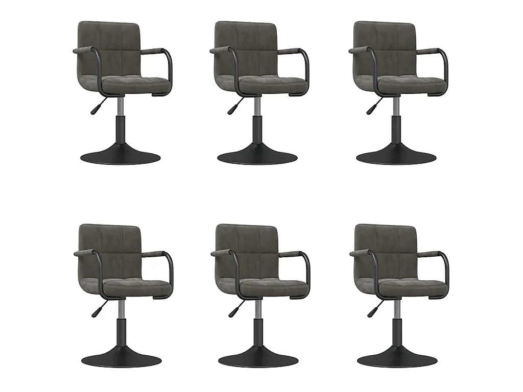Chaises pivotantes à manger lot de 6 gris foncé velours