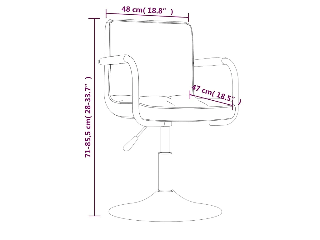 Chaises pivotantes à manger lot de 6 gris foncé velours