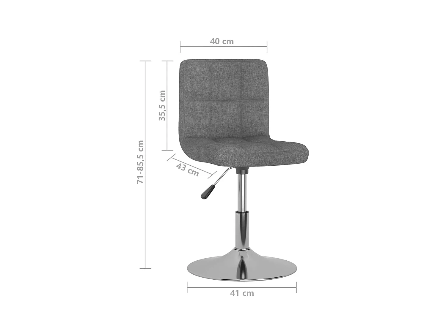 Cadeiras de jantar giratórias 4 pcs tecido cinzento-claro