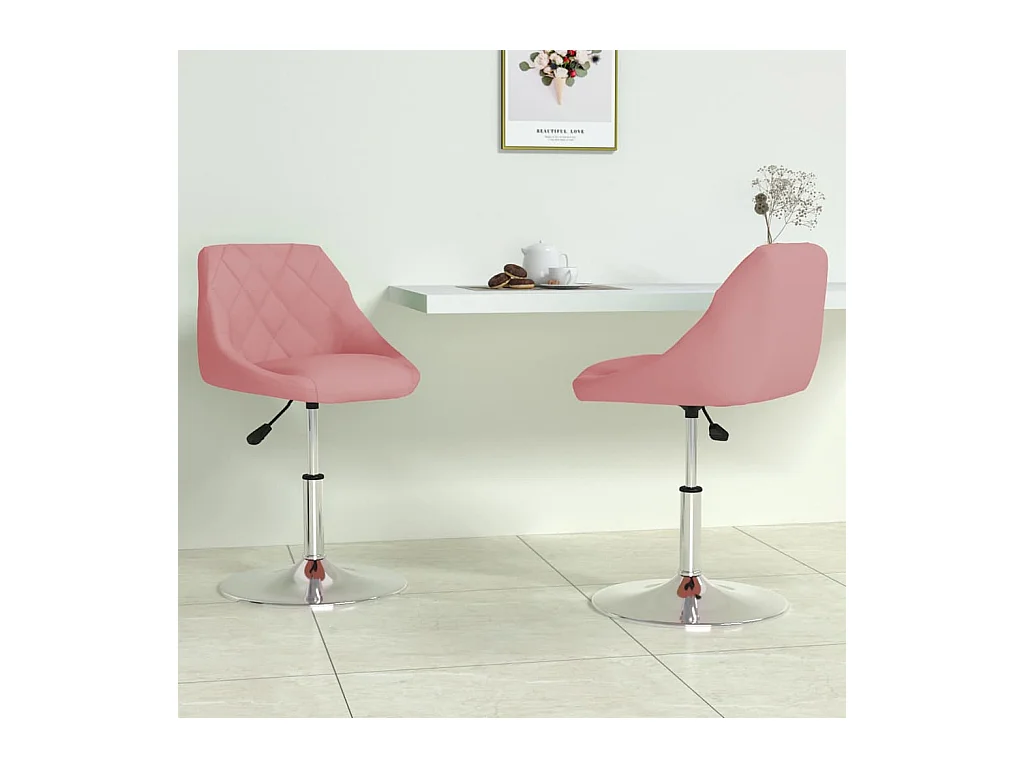 Chaises pivotantes à manger lot de 2 Rose Velours