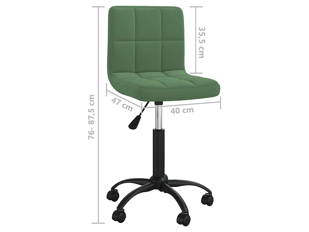 Sedia da Pranzo Girevole Verde Scuro in Velluto
