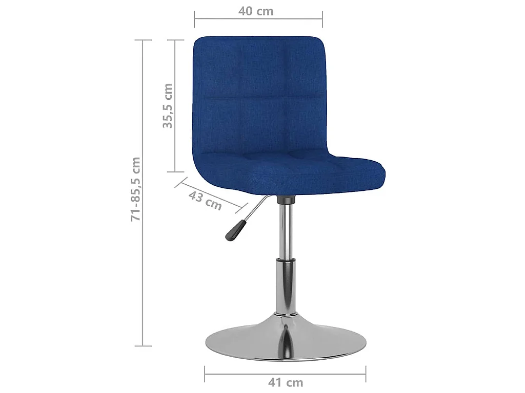 Chaises pivotantes à manger lot de 2 bleu tissu