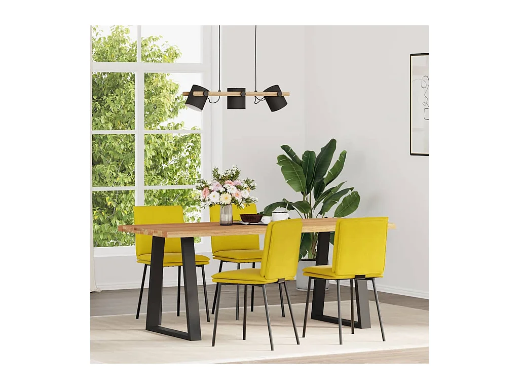 Chaises à manger lot de 4 jaune velours