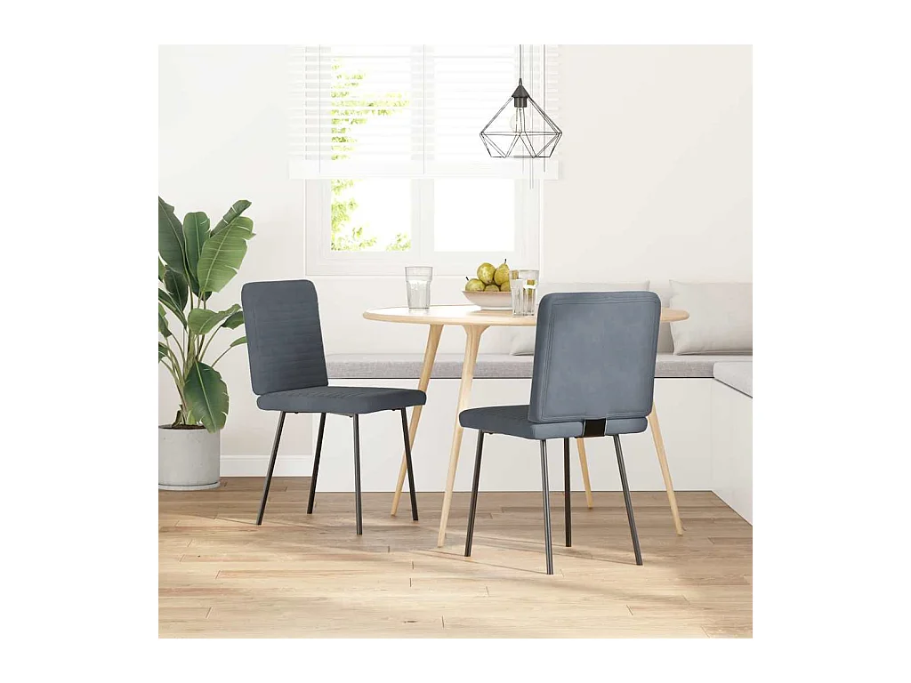 Chaises à manger lot de 2 Gris foncé Velours