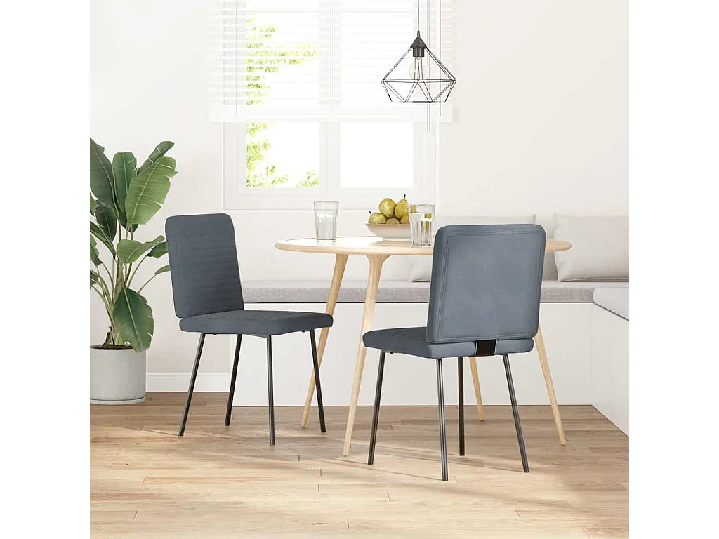 Chaises à manger lot de 2 Gris foncé Velours