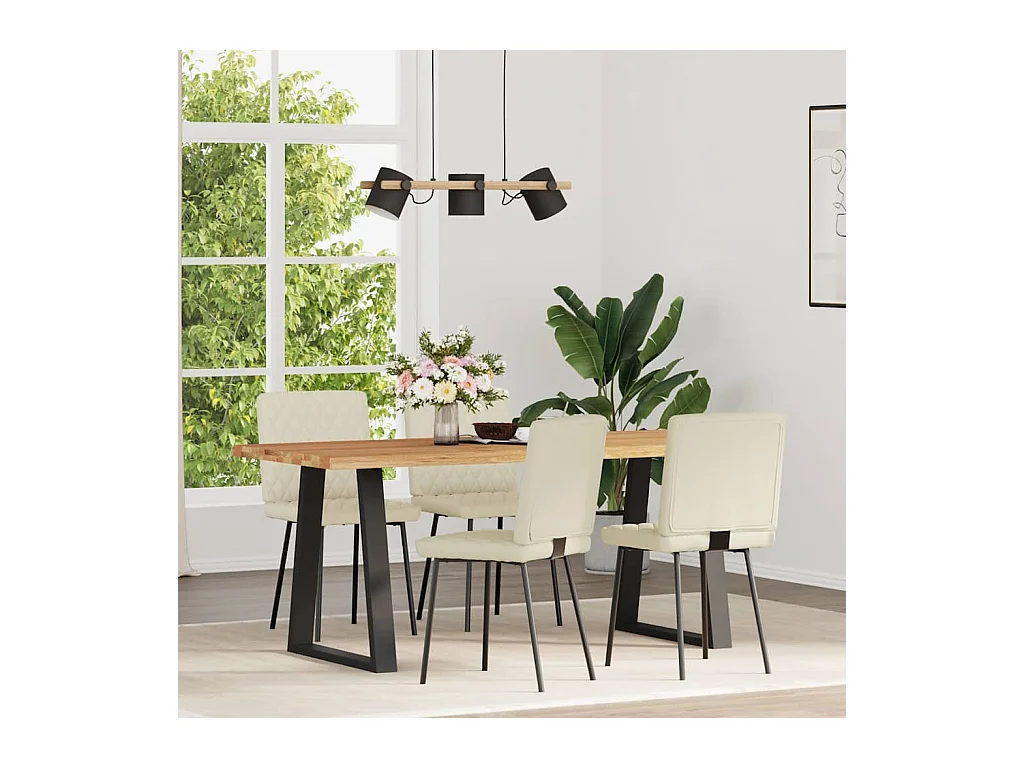 Eetkamerstoelen 4 st kunstleer crèmekleurig