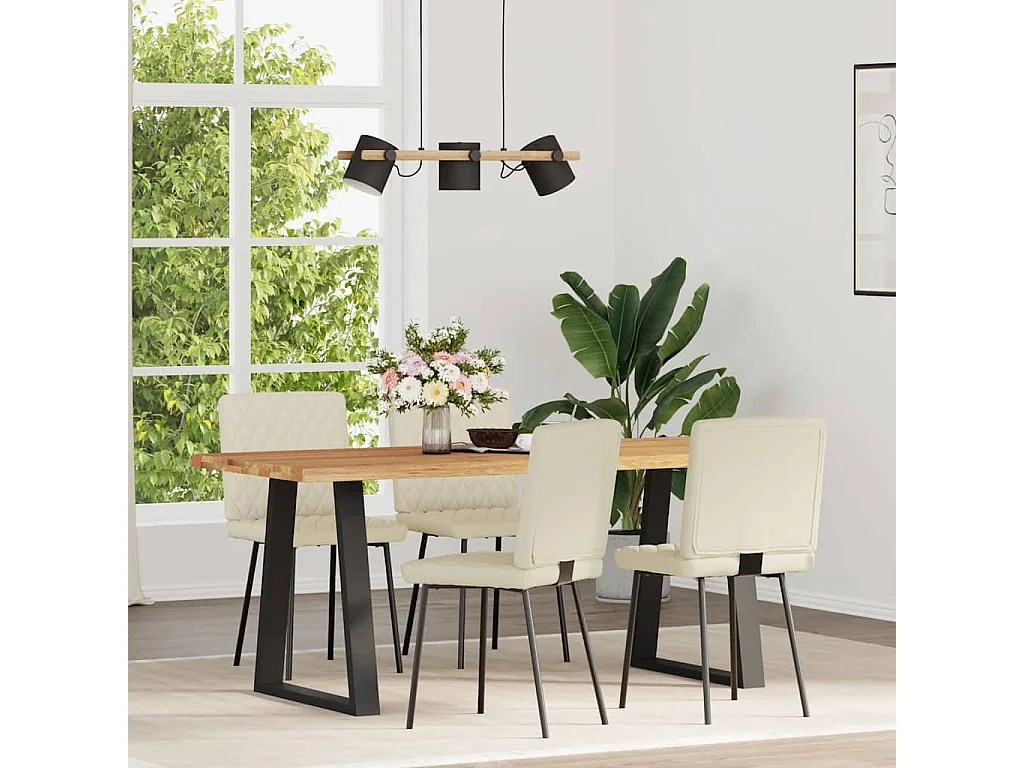Cadeiras de jantar 4 pcs couro art. creme