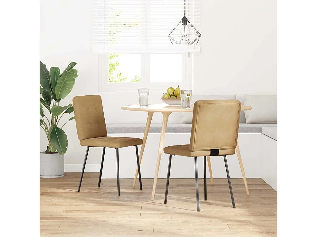 Cadeiras de jantar 2 pcs veludo castanho