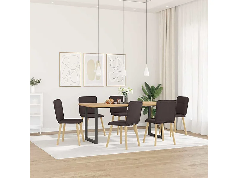 Eetkamerstoelen 6 st stof donkerbruin