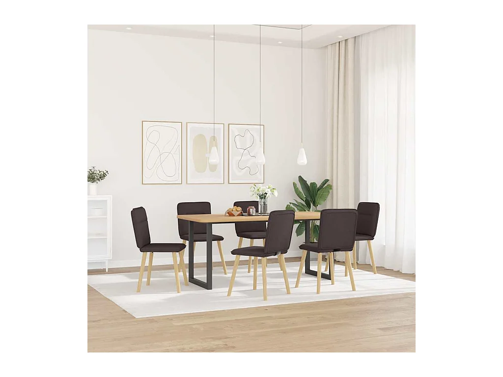 Chaises à manger lot de 6 marron foncé tissu