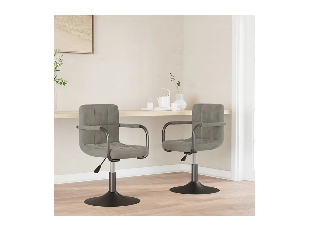 Esszimmerstühle 2 Stk. Drehbar Hellgrau Samt