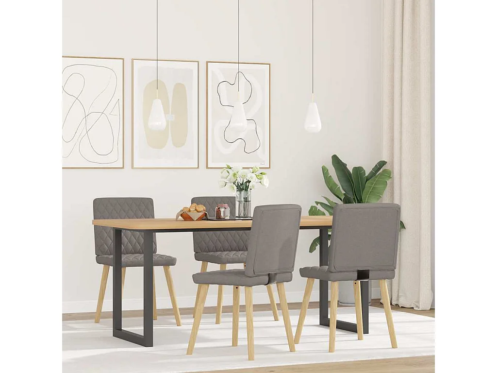 Chaises à manger lot de 4 taupe tissu