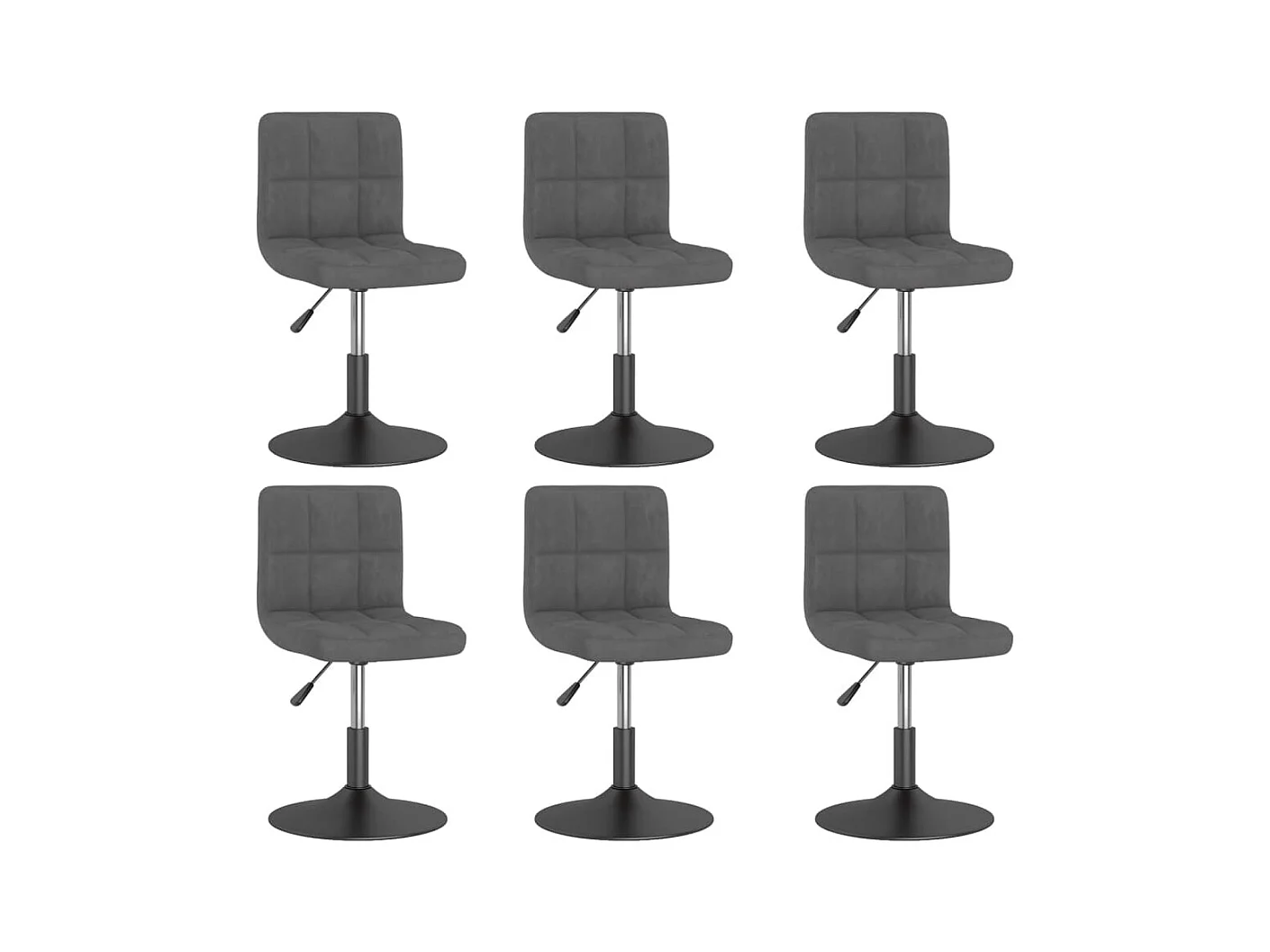 Chaises pivotantes à manger lot de 6 gris foncé velours